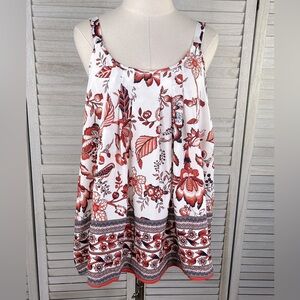 SHEIN (CURVE) Floral Print Cami Style Tank Top Red/Multi-2XL